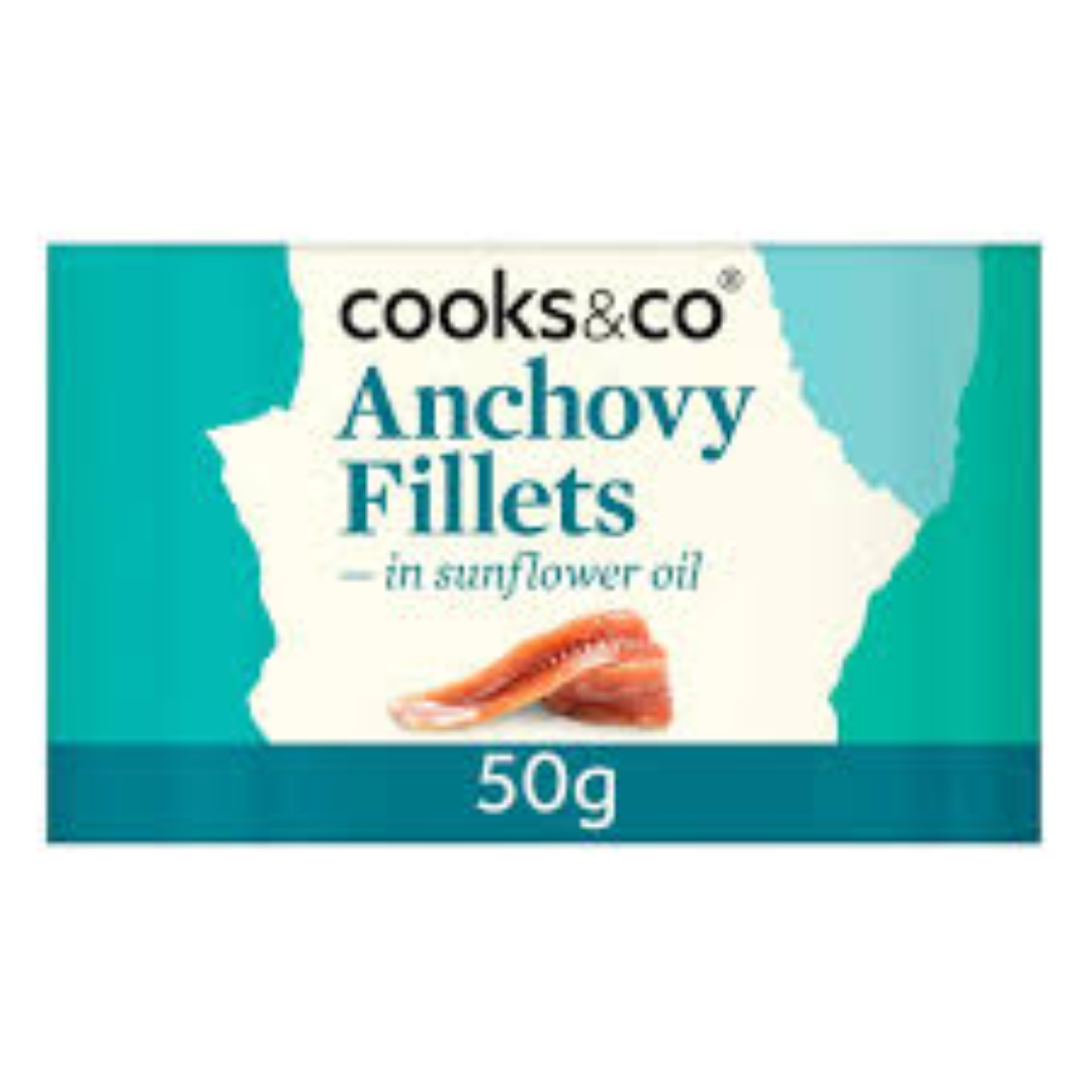 COOKS&CO ANCHOVY FILLETS IN S/FLOWER OIL 50G